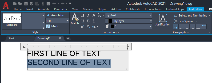 Команда dtext в autocad